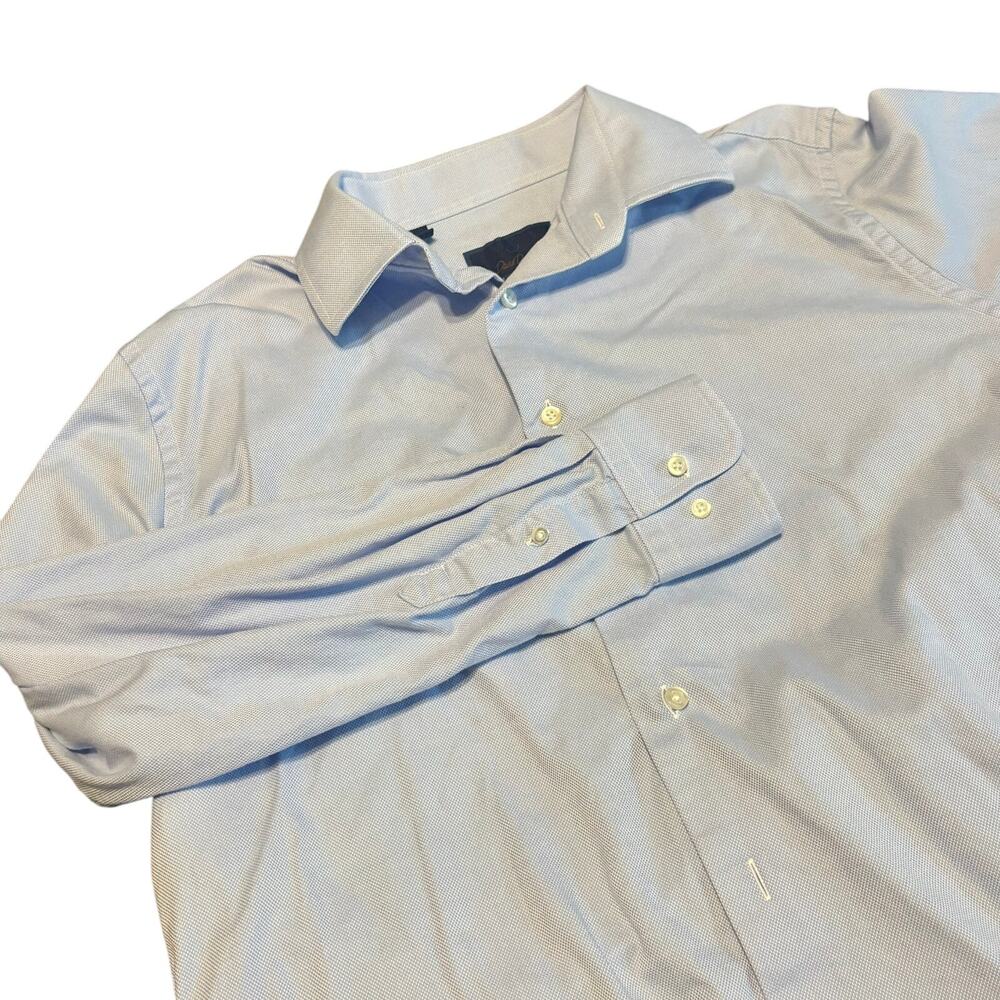 David Donahue Men’s Dress Shirt 16.5 32/33  Blue Textured 100% Cotton